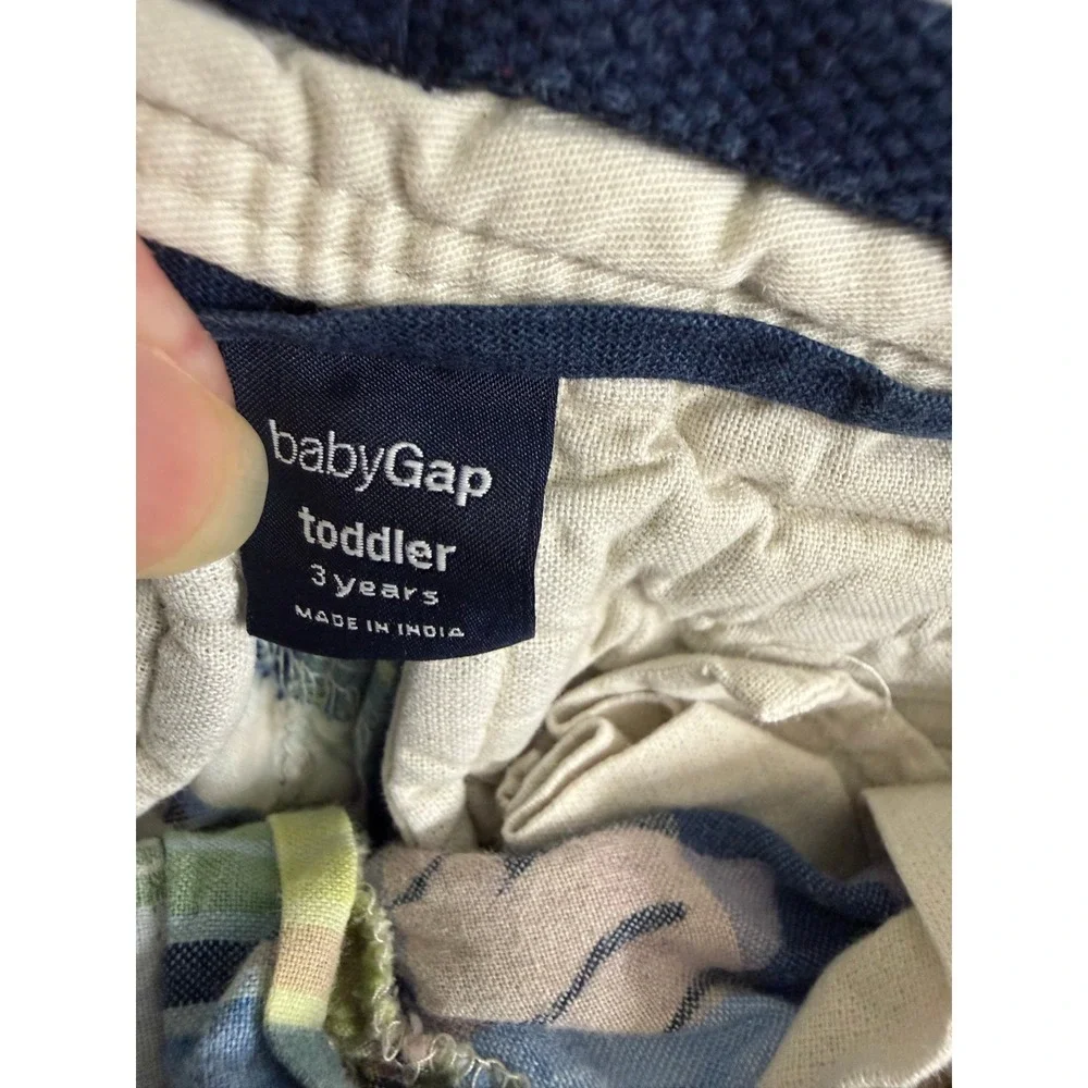 babyGap‎ Toddler Boys Patchwork Plaid Tropical Cargo Shorts Blue Green 3 Years